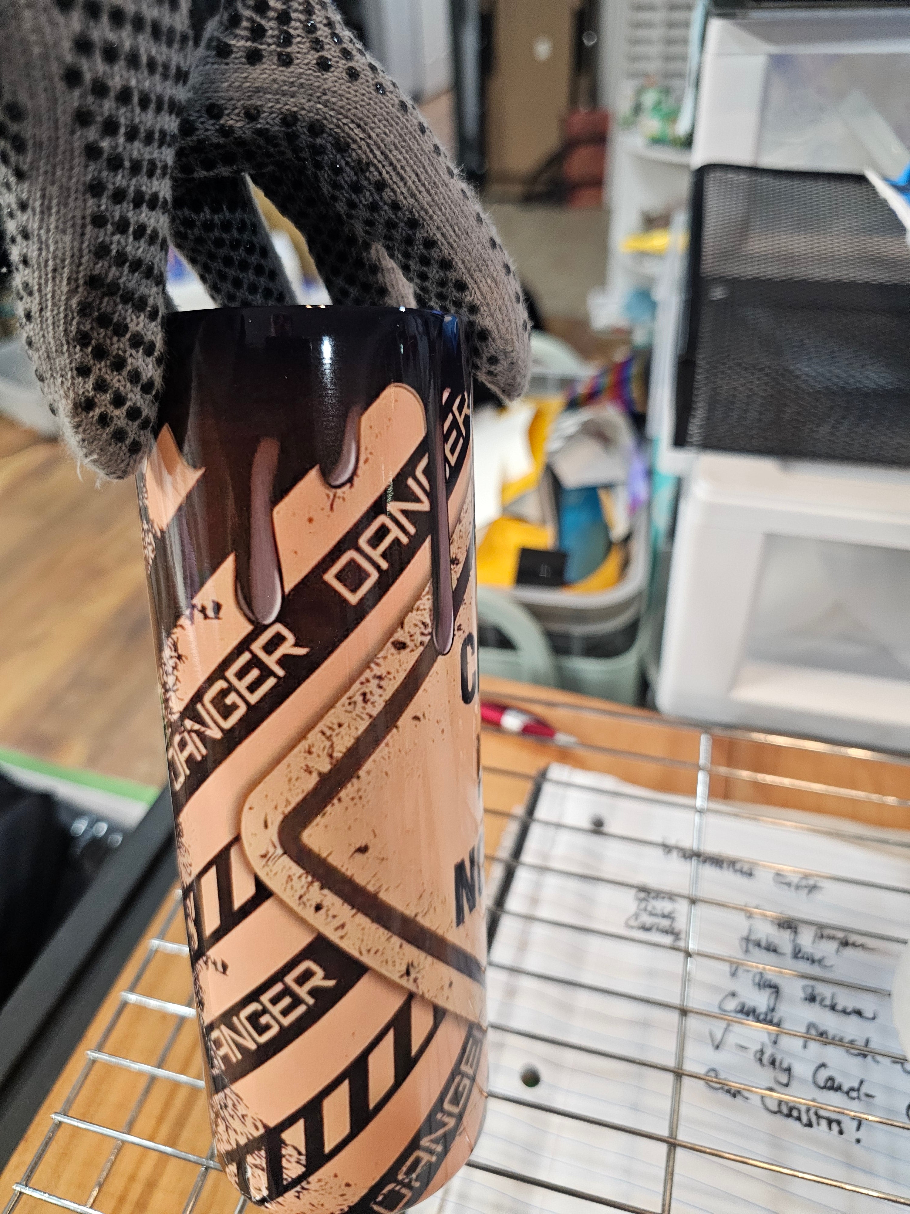 20 oz. stainless steel tumbler Caution I Have No Filter