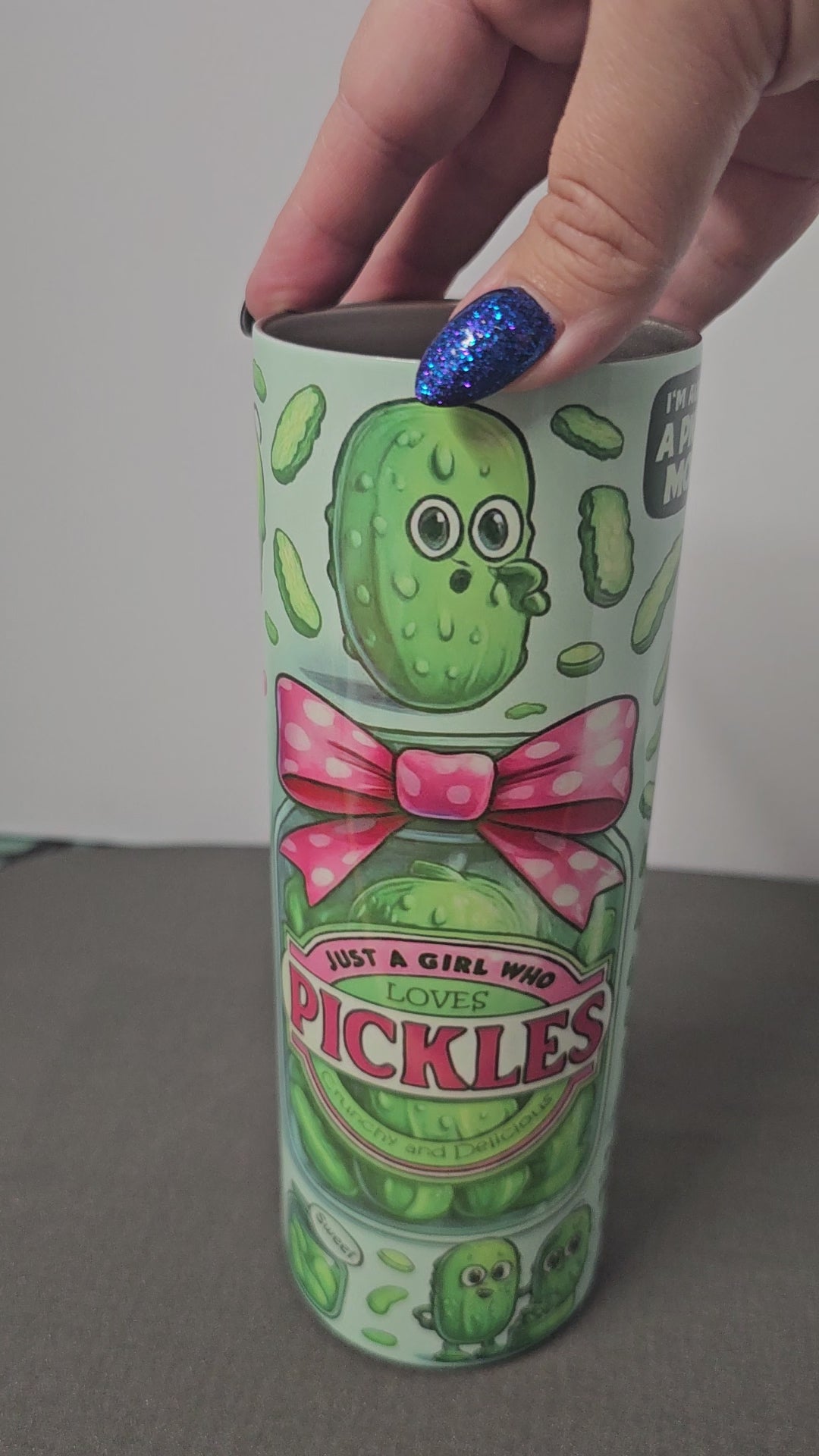 Funny 20oz stainless steel tumbler girl that loves pickles