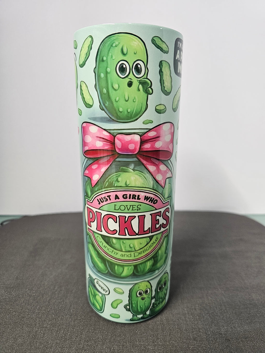 Funny 20oz stainless steel tumbler girl that loves pickles