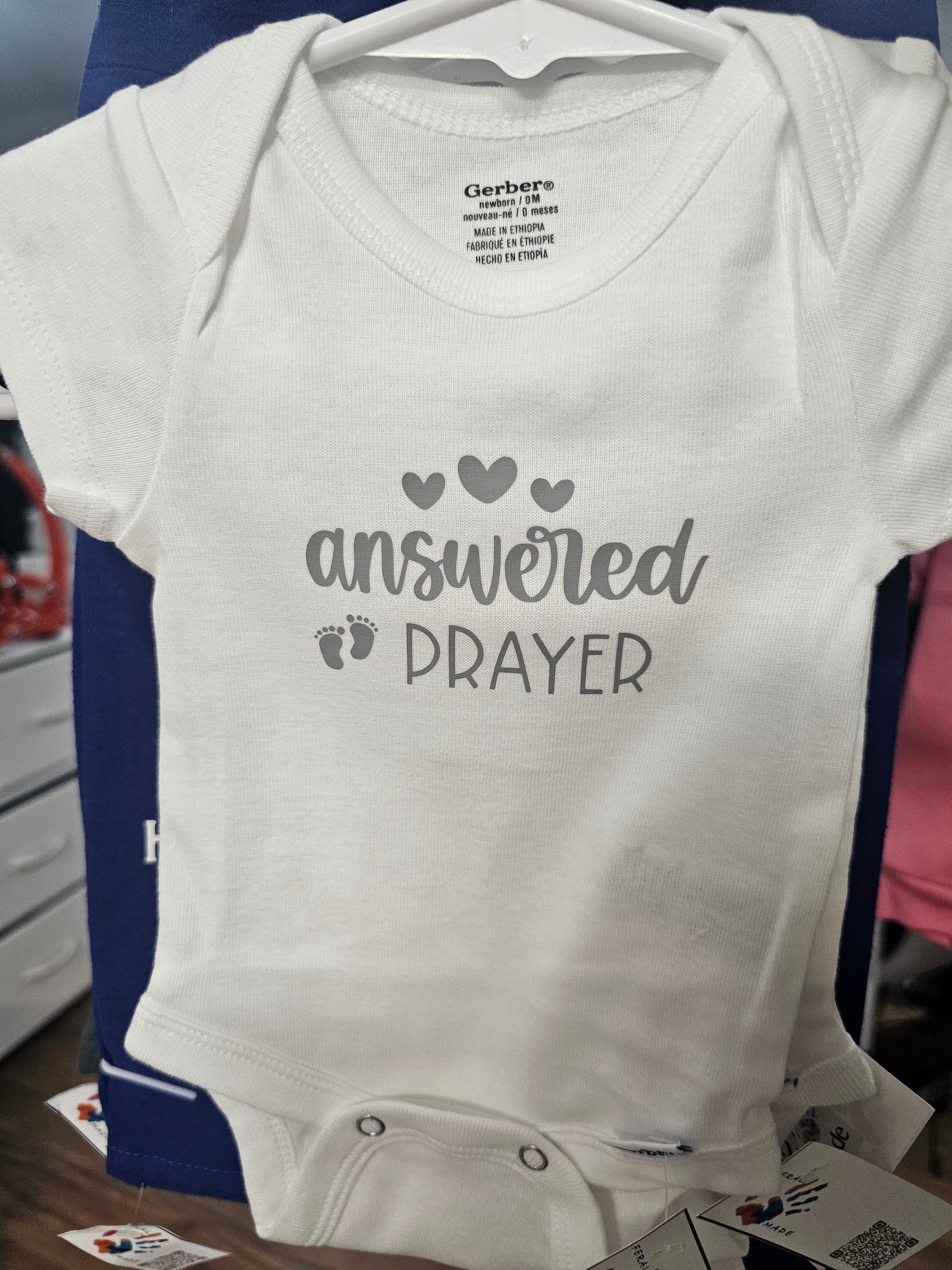Answered Prayer Infant Bodysuit. Newborn.