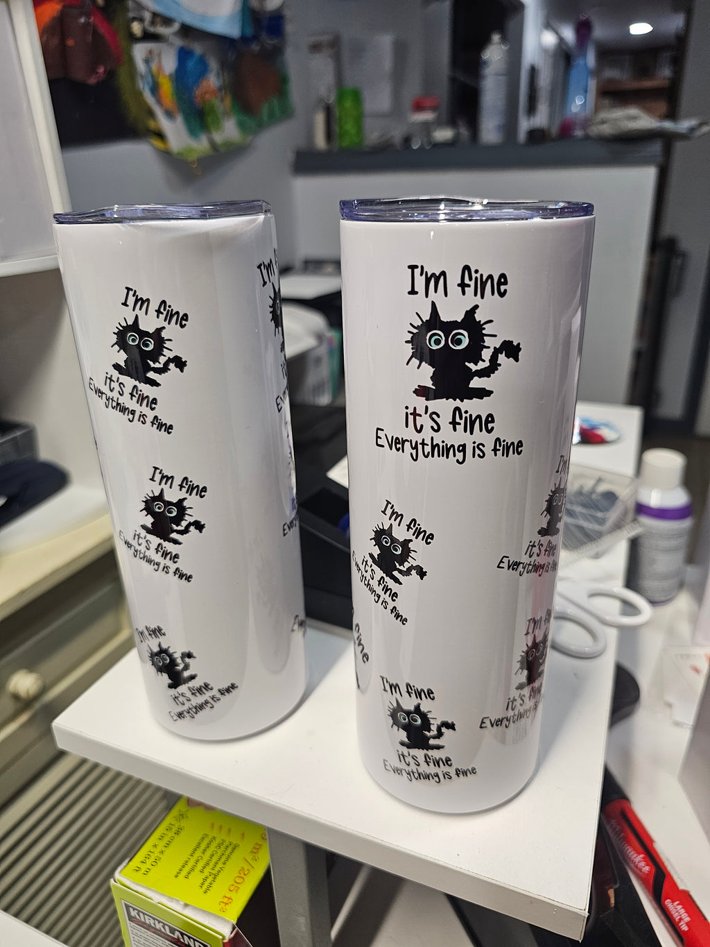 20oz stainless steel tumbler, Frazzled Cat