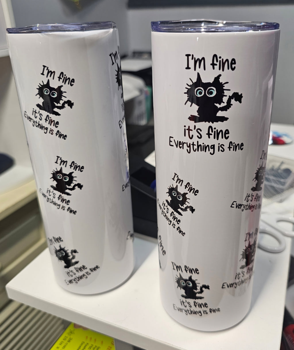 20oz stainless steel tumbler, Frazzled Cat