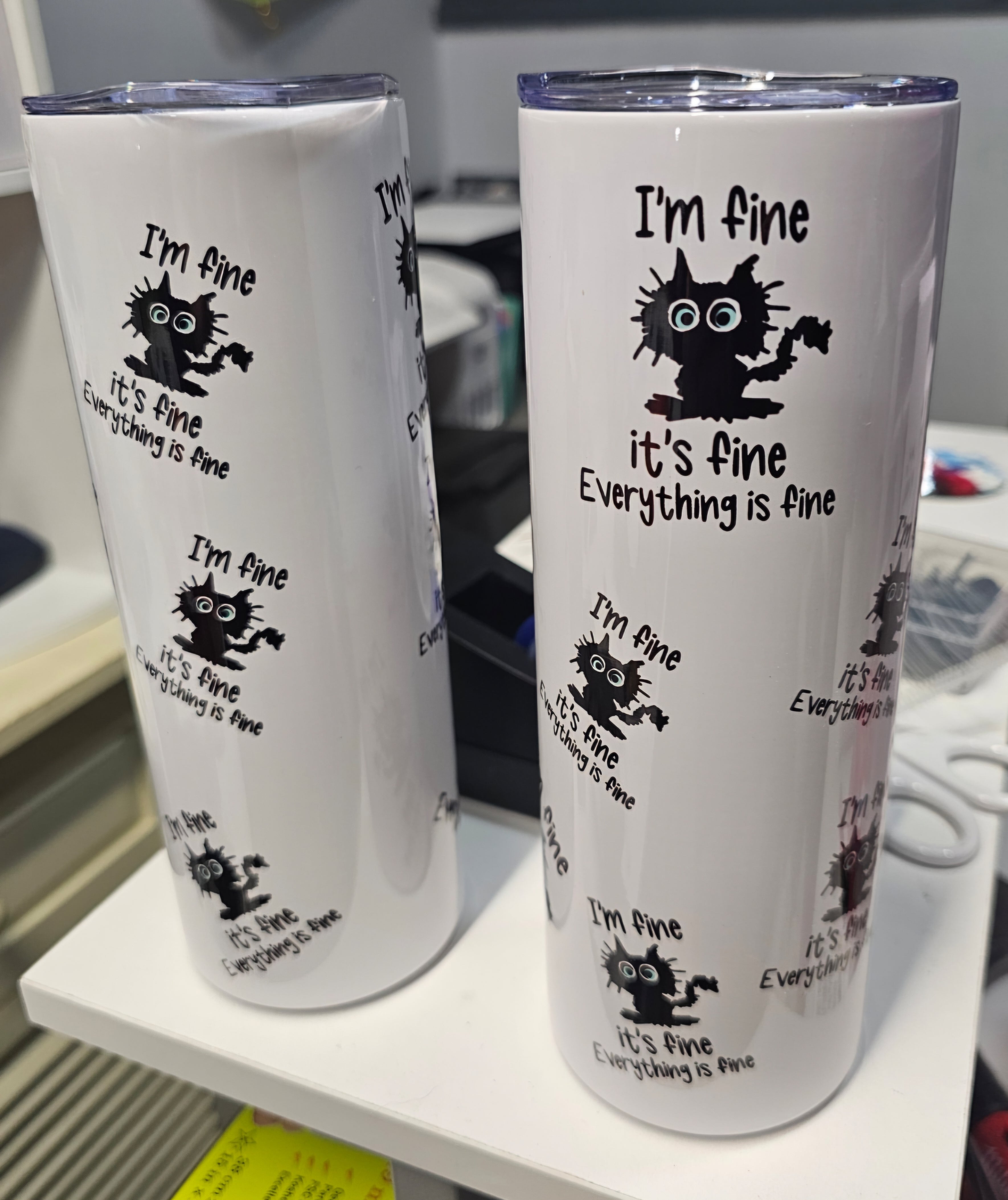 20oz stainless steel tumbler, Frazzled Cat