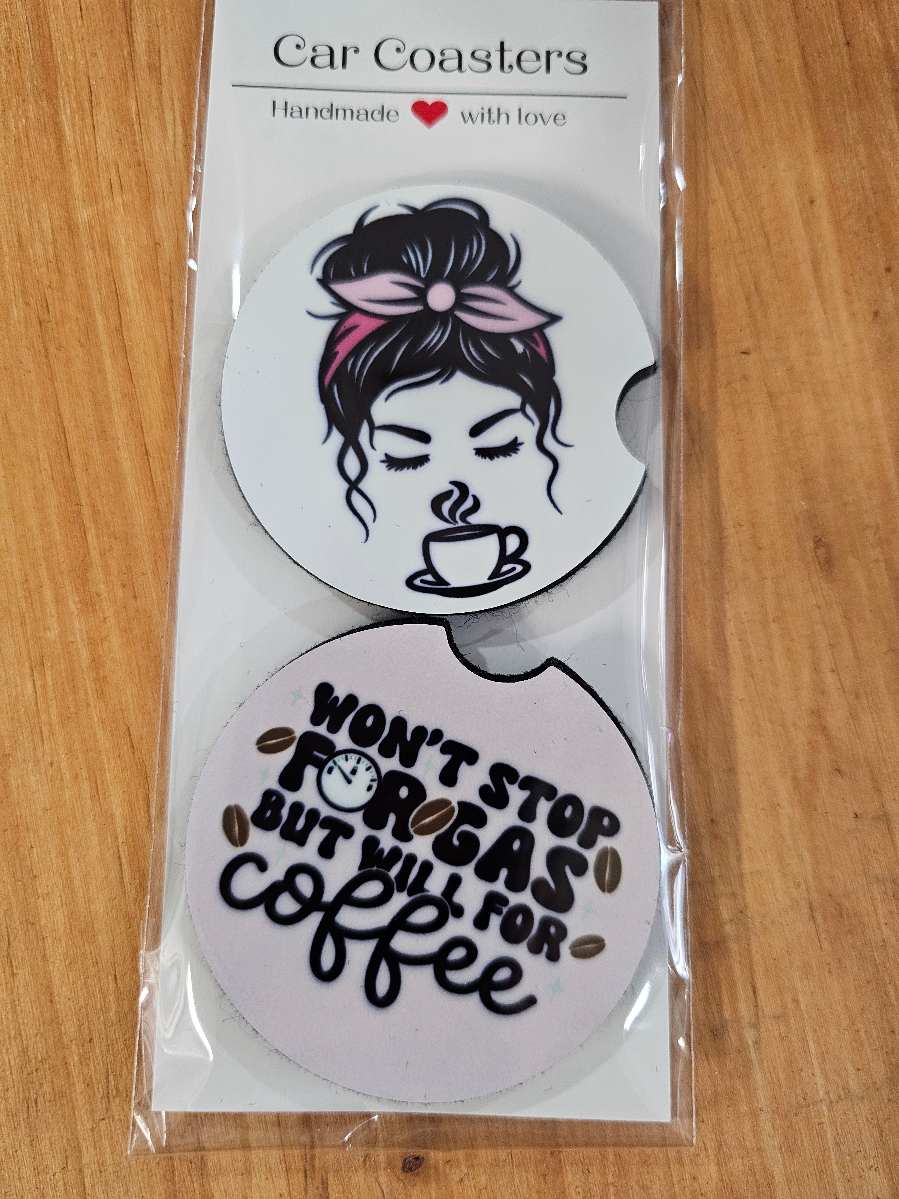 Won't stop for gas but will for coffee car coaster set.
